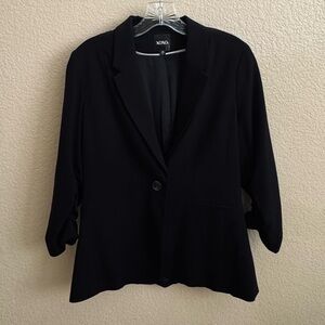 XOXO Women's Elegant Black Blazer - 3/4 Scrunched Sleeve